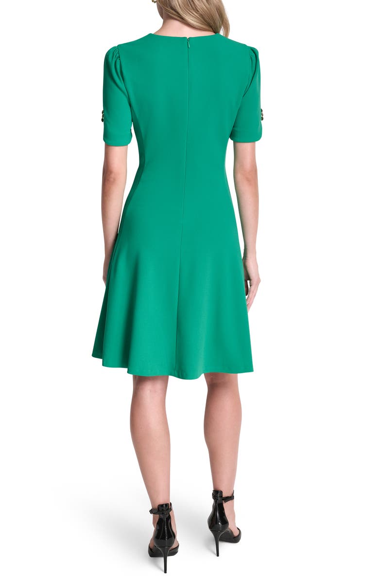 DKNY Button Trim Fit & Flare Midi Dress, Alternate, color, Parakeet