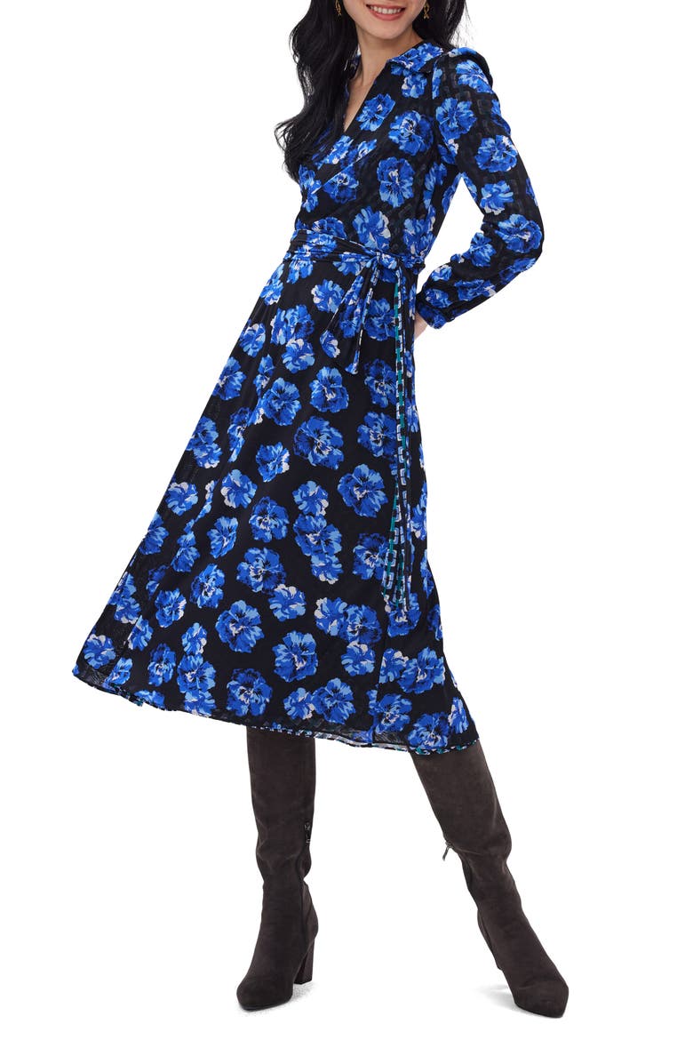 Shannon Reversible Long Sleeve Knit Wrap Dress, Alternate, color, BLUE/ BLACK GEO