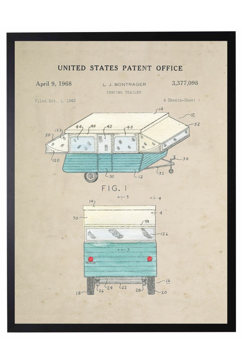 Camping Trailer Patent in Black Frame, Main, color, No Color
