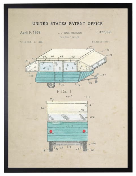Camping Trailer Patent in Black Frame