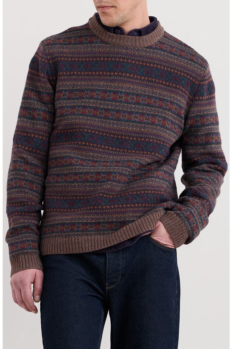 Carracks Fair Isle Wool Blend Crewneck Sweater, Main, color, MORAN RYE