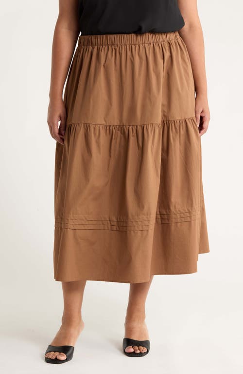 Sugarlips Floral Tiered Cotton Maxi Skirt In Brown