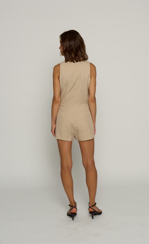Central Park West Trench Details Romper In Brown