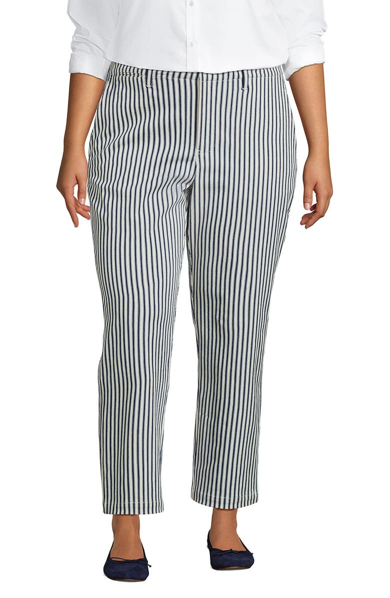 Lands' End Mid Rise Classic Straight Leg Chino Ankle Pants, Alternate, color, Light Stone