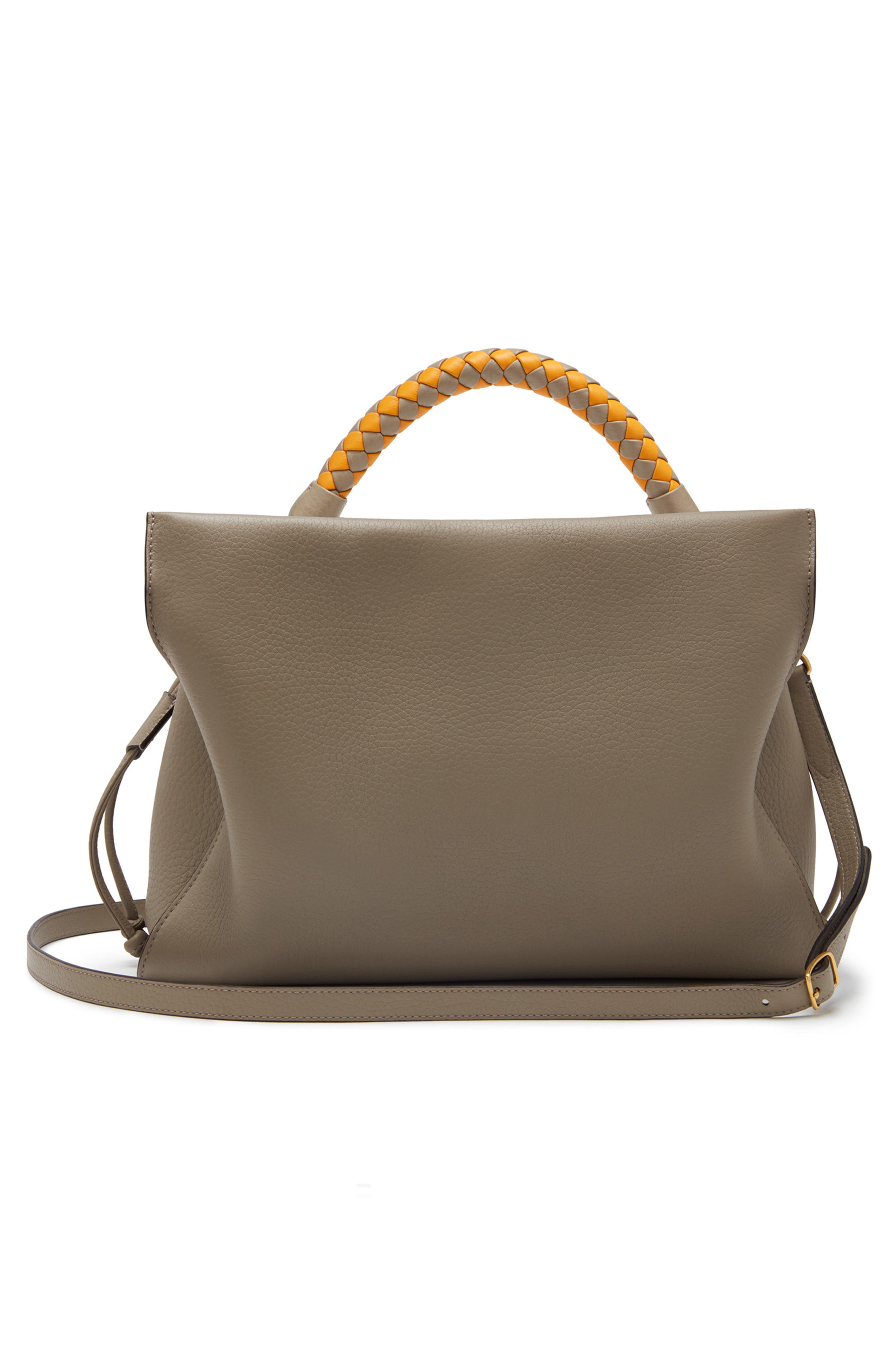 Iris Leather Top Handle Bag, Alternate, color, SOLID GREY - DARK CLAY
