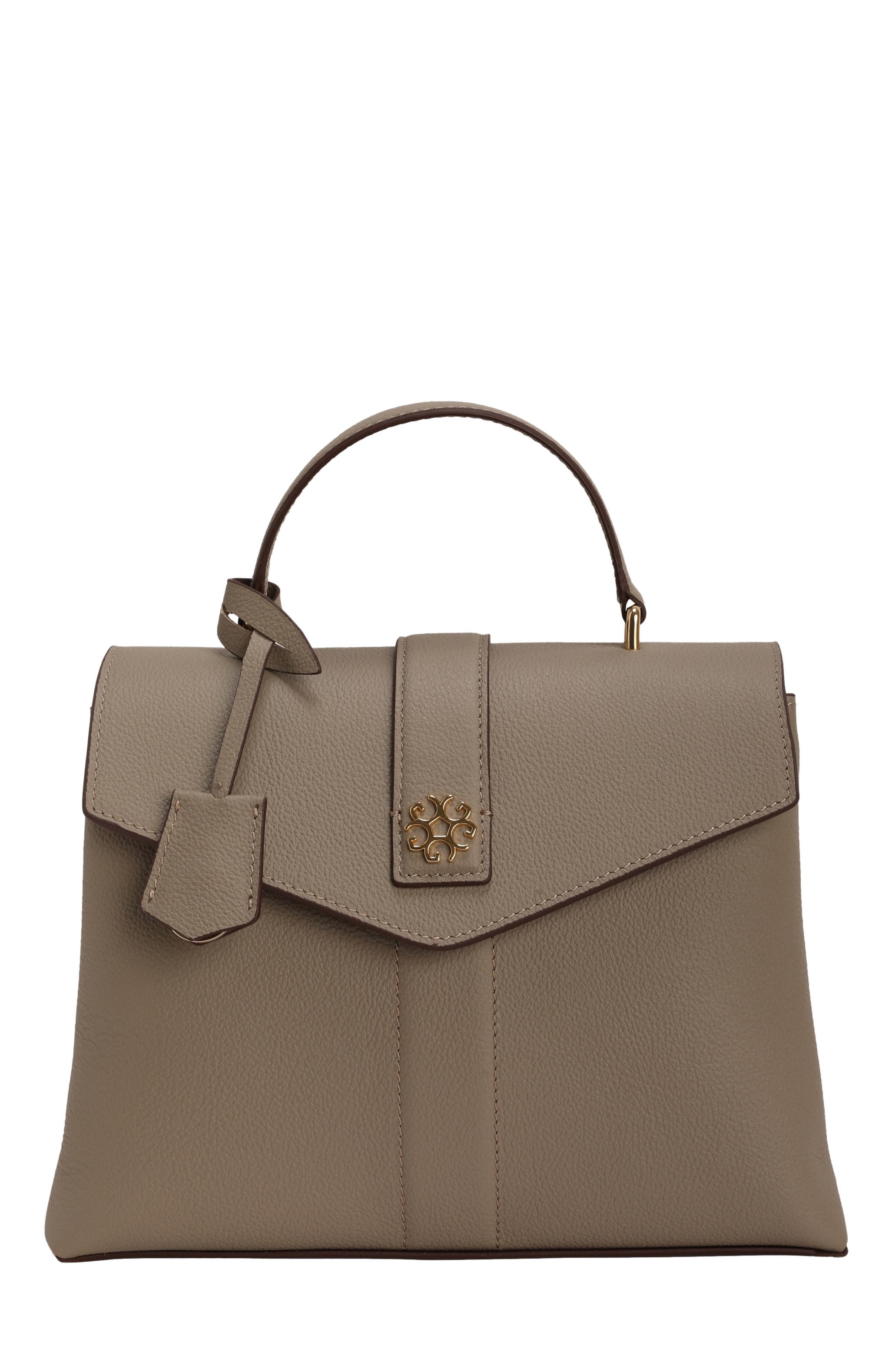 GORSKI Leather Bag with Crossbody Strap, Main, color, Taupe