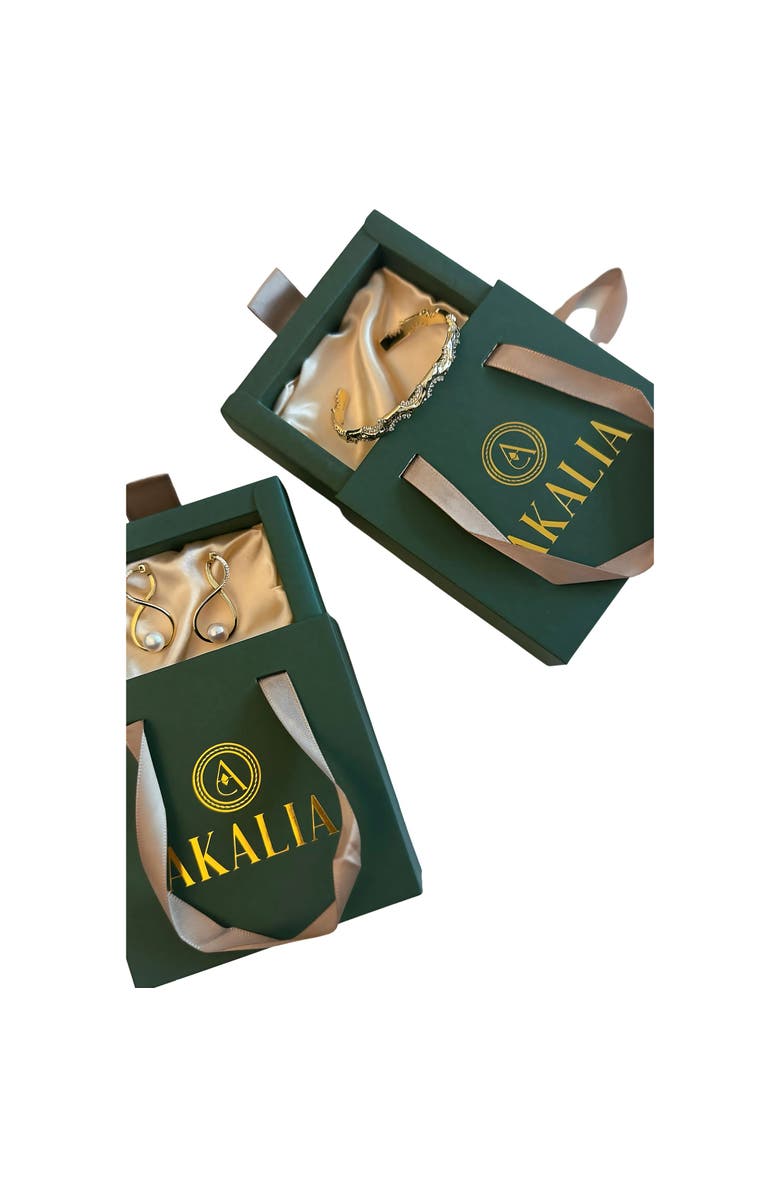 AKALIA Thalia Waterproof Earring Shiny Faux Pearl at Center Dazzling, Alternate, color, Gold