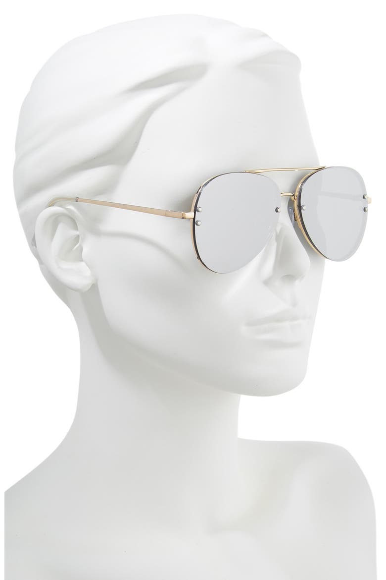 60mm Oversize Mirrored Aviator Sunglasses, Alternate, color, GOLD- SILVER