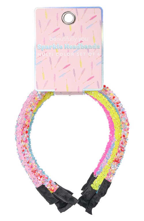 Beautifully You Kids' 6-pack Sparkle Headbands In Pink Multi