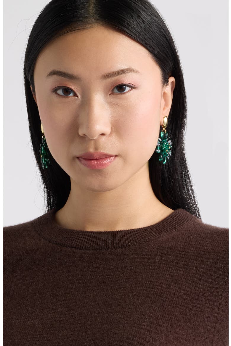 Floral Acetate Drop Earrings, Alternate, color, GREEN- EMERALD- GOLD