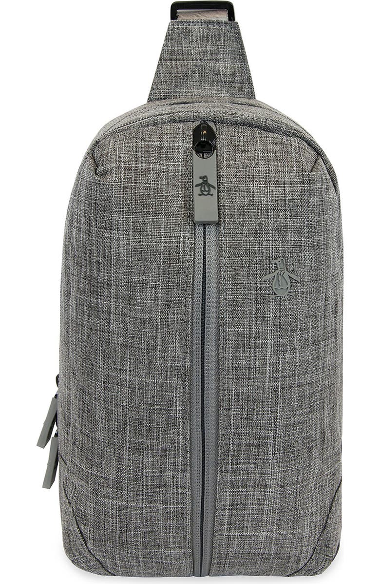 Original Penguin Sleek Sling Bag, Main, color, Grey Crosshatch