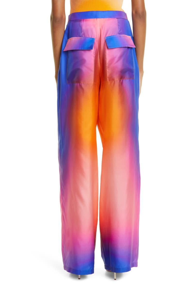 Silk Taffeta Wide Leg Pants, Alternate, color, AURA PRINT