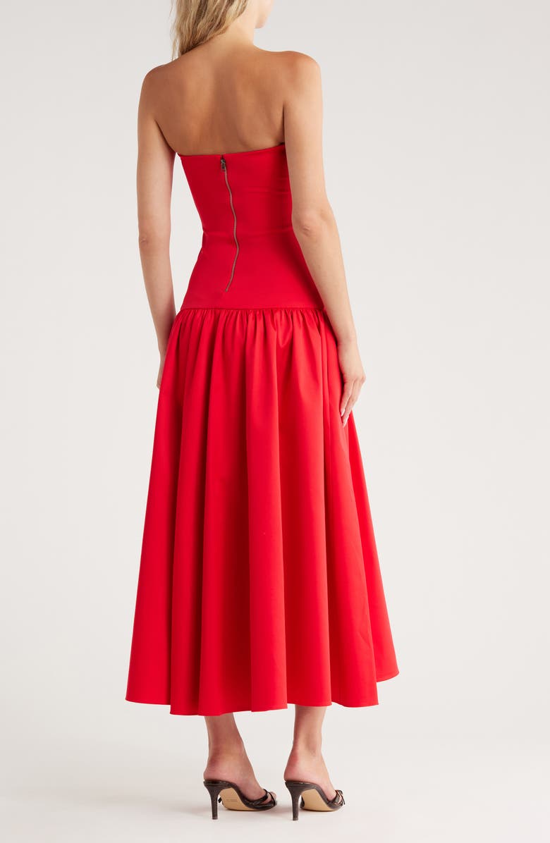 Alice + Olivia Oriana Strapless Mixed Media Maxi Dress, Alternate, color, Bright Ruby