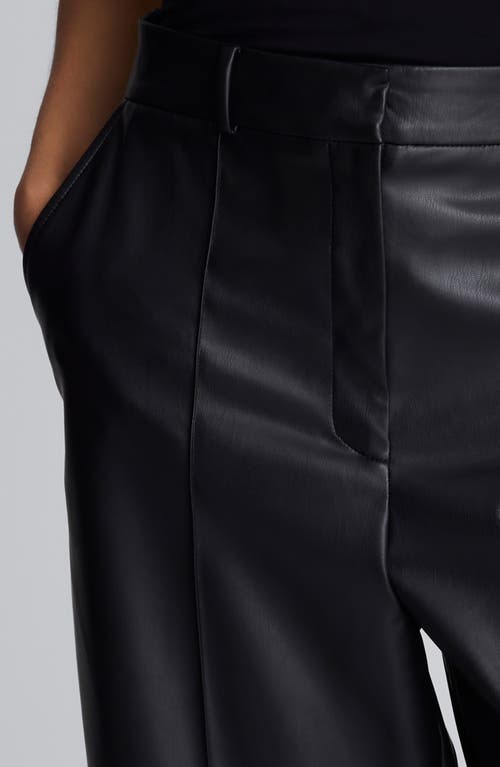 Kenneth Cole Faux Leather High Rise Pintuck Culotte Pant In Black