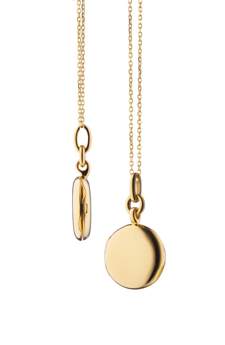 Monica Rich Kosann Nan Slim Round Locket Necklace, Main, color, Gold