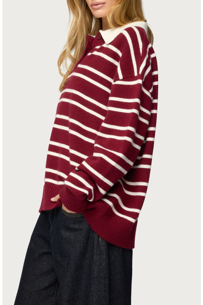 Rilynn Stripe Sweater Polo, Alternate, color, BURGUNDY-AND-WHITE