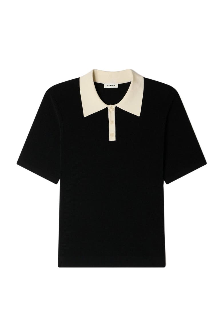 Two-tone polo shirt, Alternate, color, Black