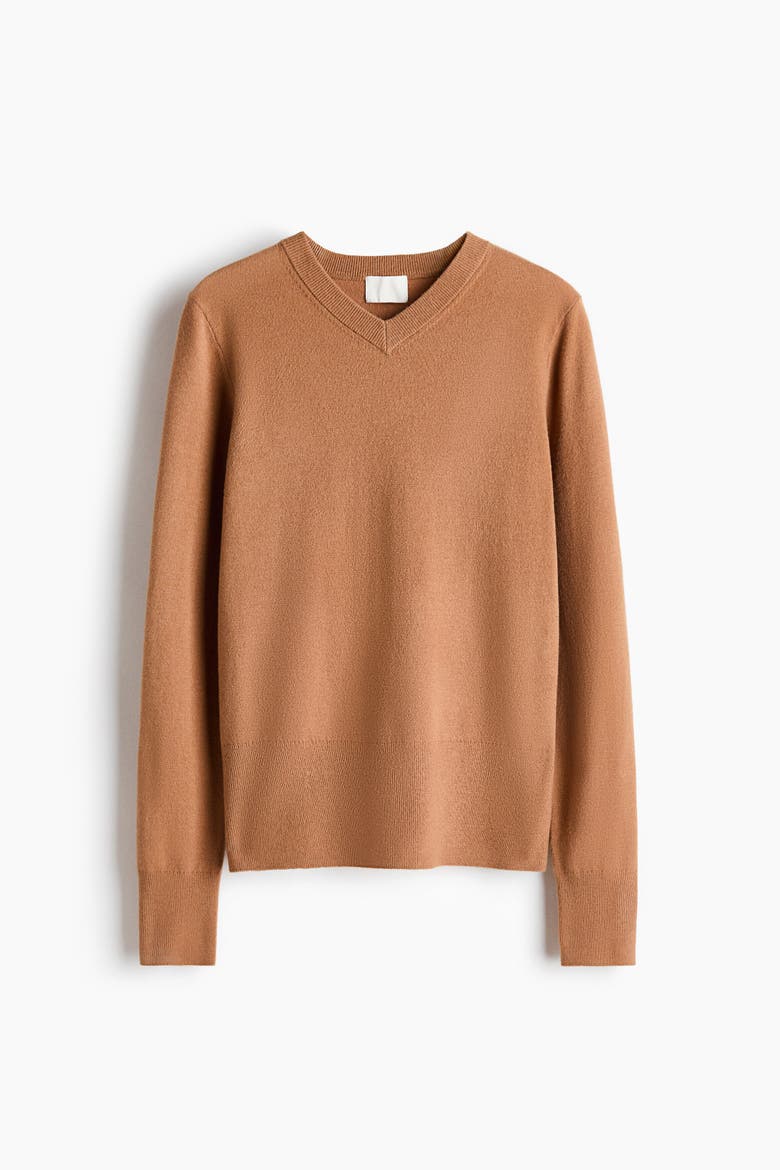 V-neck Jumper, Alternate, color, Dark beige