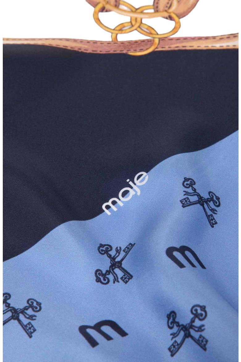 Equestrian motif silk scarf, Alternate, color, Blue