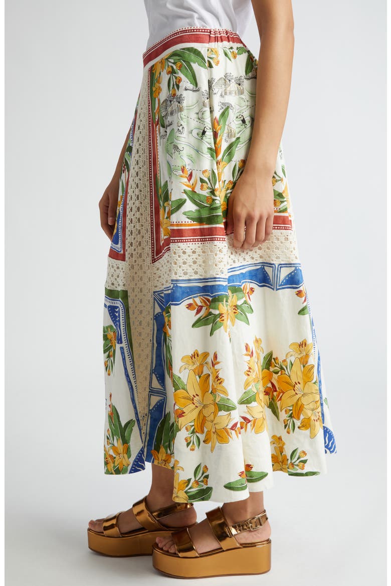 Tropical Destination Linen Blend Skirt, Alternate, color, OFF-WHITE