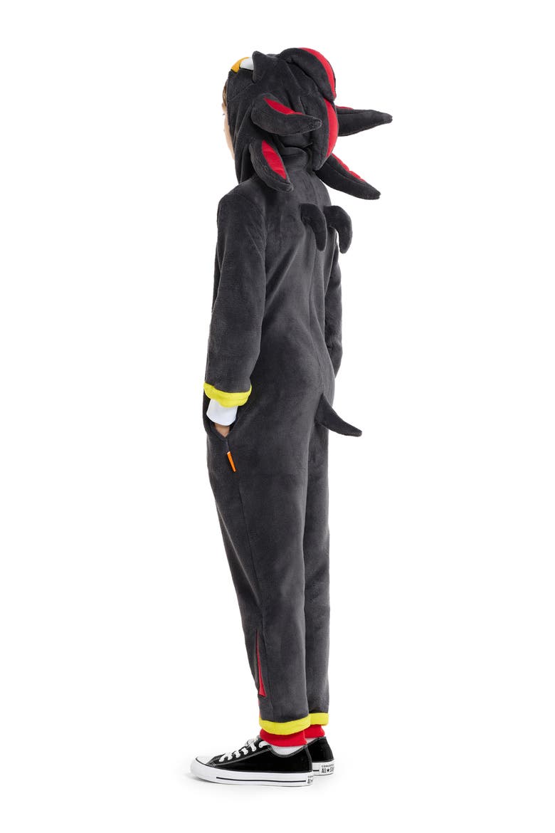 Kids' Shadow Hooded Bodysuit, Alternate, color, BLACK