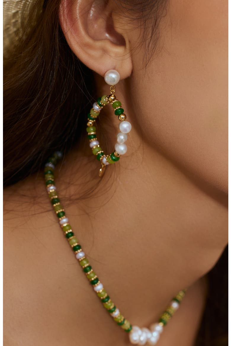Thetis Earrings, Alternate, color, Green & White
