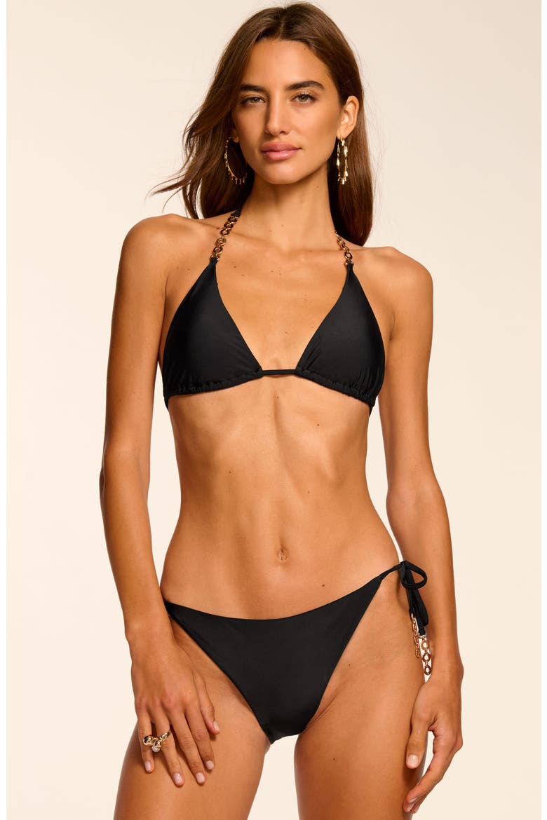 Terry Triangle Bikini Top, Alternate, color, BLACK
