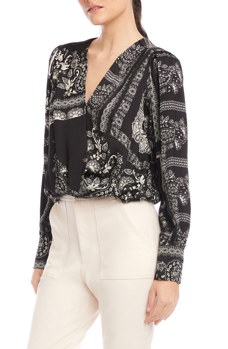 FIFTEEN TWENTY Ines Paisley Print Drape Front Top, Alternate, color, Print