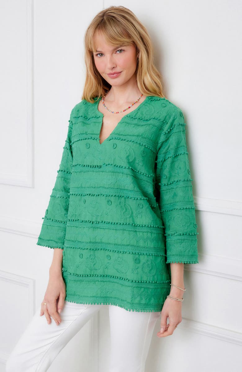 Karen Kane Embroidered Cotton Tunic Top, Alternate, color, Green