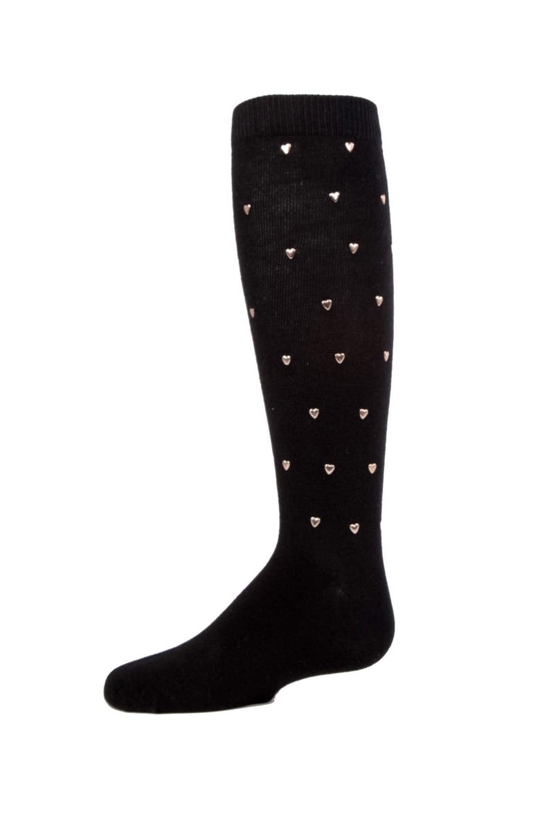 MeMoi Sweetheart Studded Knee-High Socks, Main, color, Black