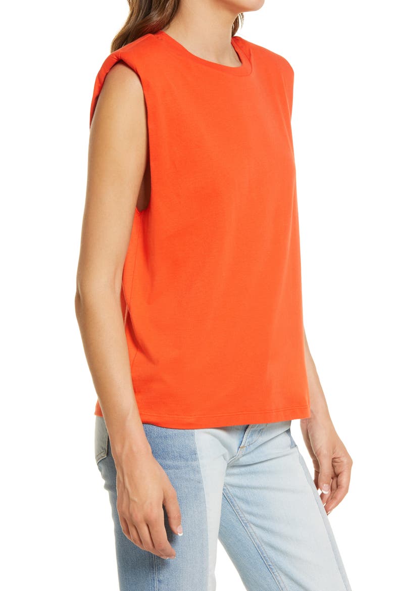 Coni Shoulder Pad Cotton Sleeveless Muscle T-Shirt, Alternate, color, RIOT RED