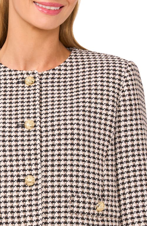 Cece Princess Seam Tweed Jacket In Black
