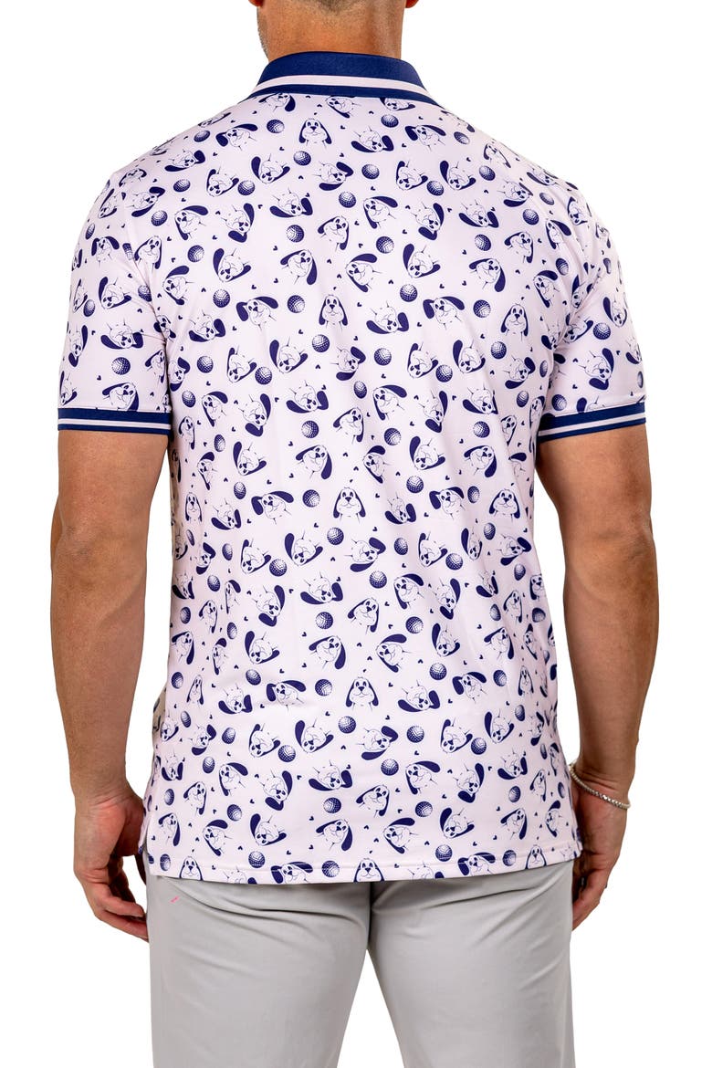 Martyr0006 Print Zip Golf Polo, Alternate, color, WHITE