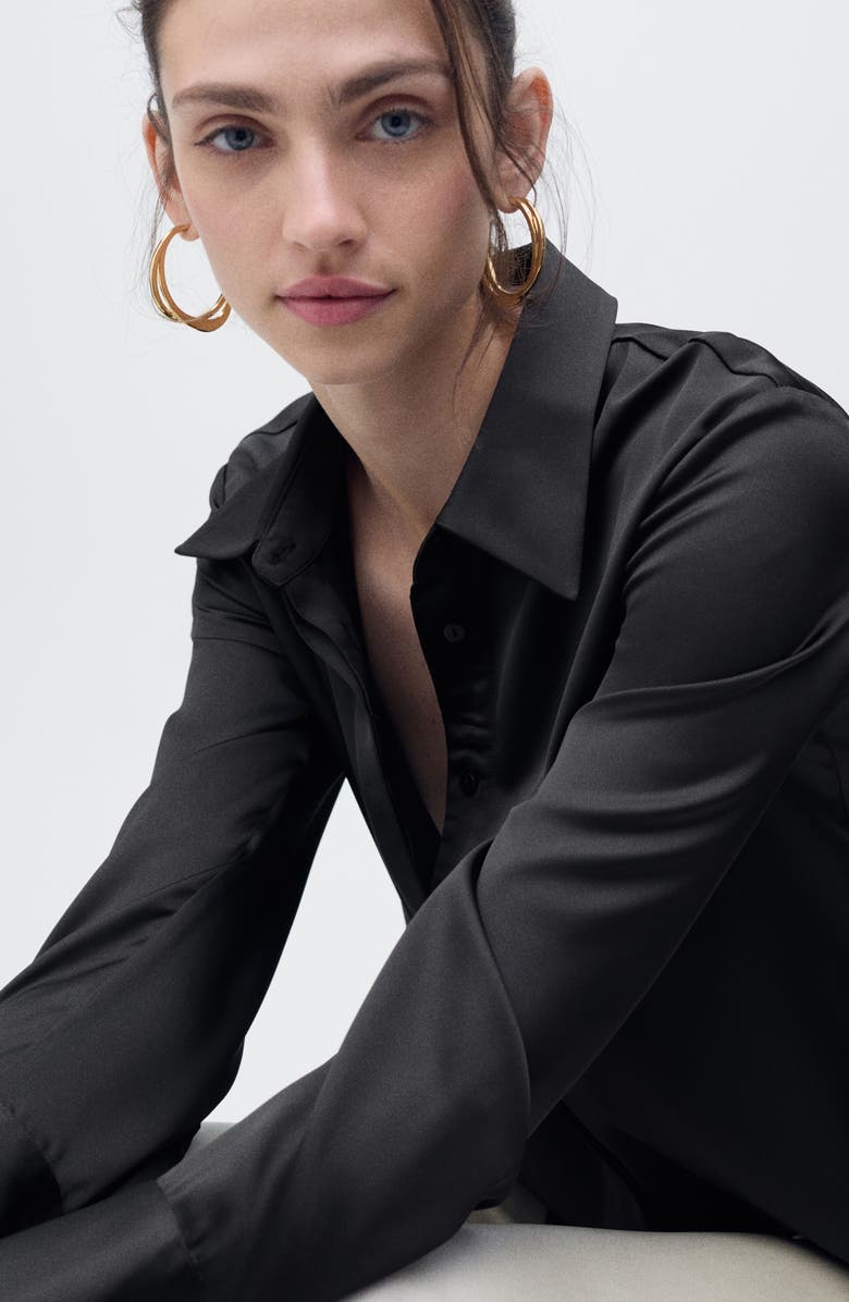 MANGO Regular Fit Satin Shirt, Alternate, color,