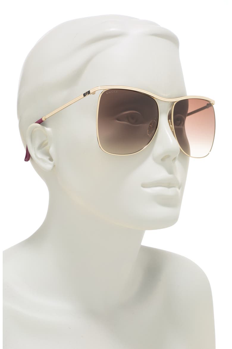 63mm Square Sunglasses, Alternate, color, GOLD BROWN