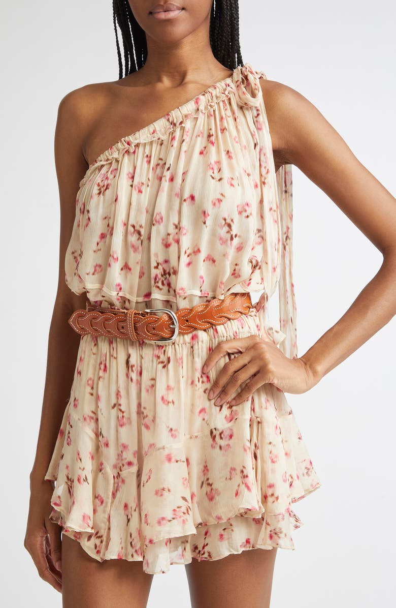 Isabel Marant Étoile Loeva One-Shoulder Tiered Tunic, Alternate, color, Beige