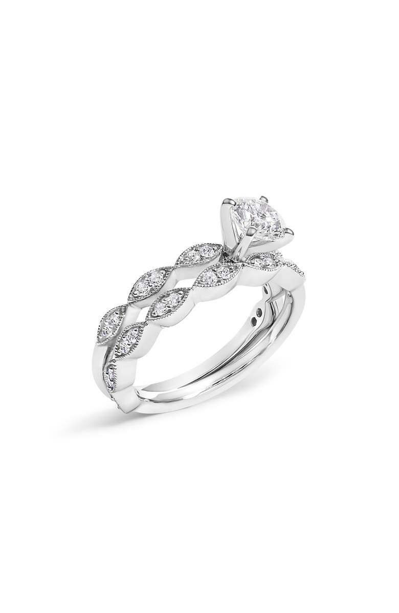 Haus of Brilliance 14K White Gold 1.0 Cttw Lab Grown Diamond Vintage Style Marquise Link Bridal Ring Set, Alternate, color, 