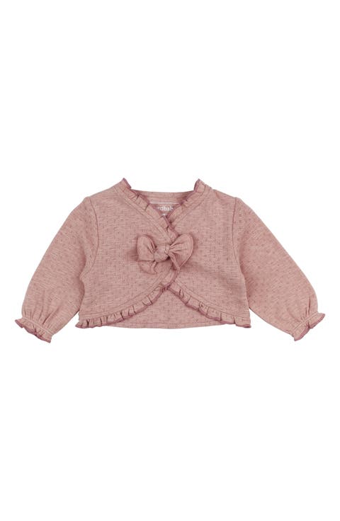 Pointelle Ruffle Organic Cotton Cardigan (Baby)
