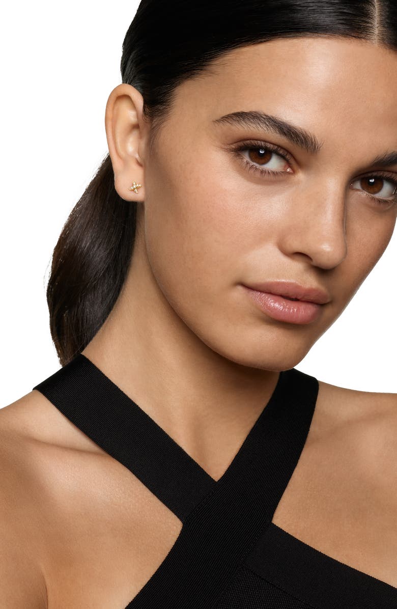 David Yurman Crossover X Stud Earrings in 18K Yellow Gold with Diamonds, 6mm, Alternate, color, 18K Gold