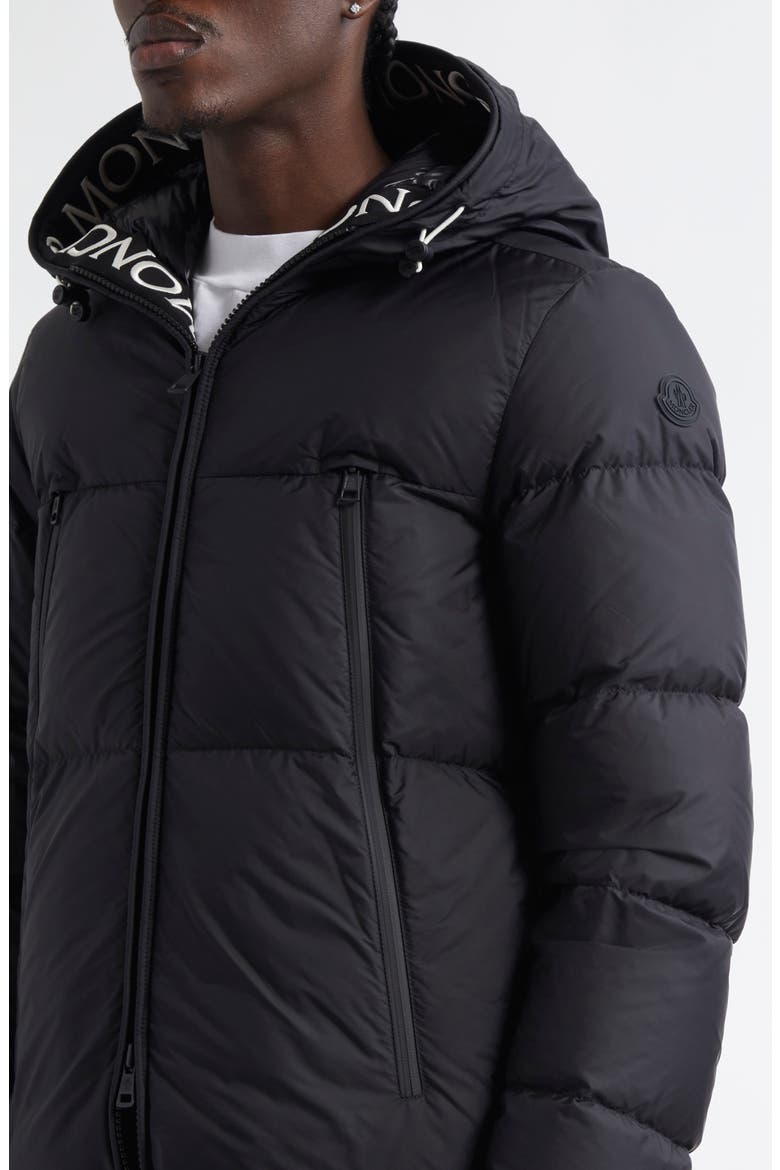 Montcla Water Repellent Short Hooded Down Jacket, Alternate, color, U99-DARK BLACK