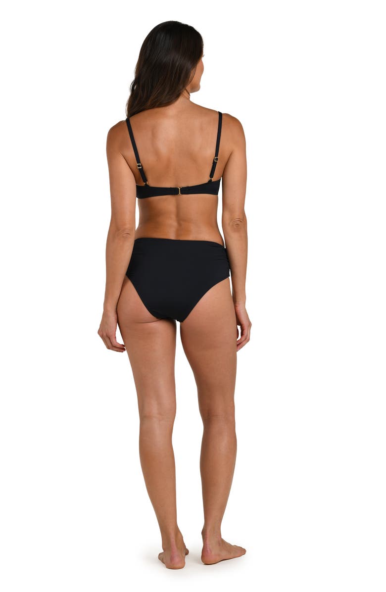 La Blanca Deep Plunge Bikini Top, Alternate, color, Black