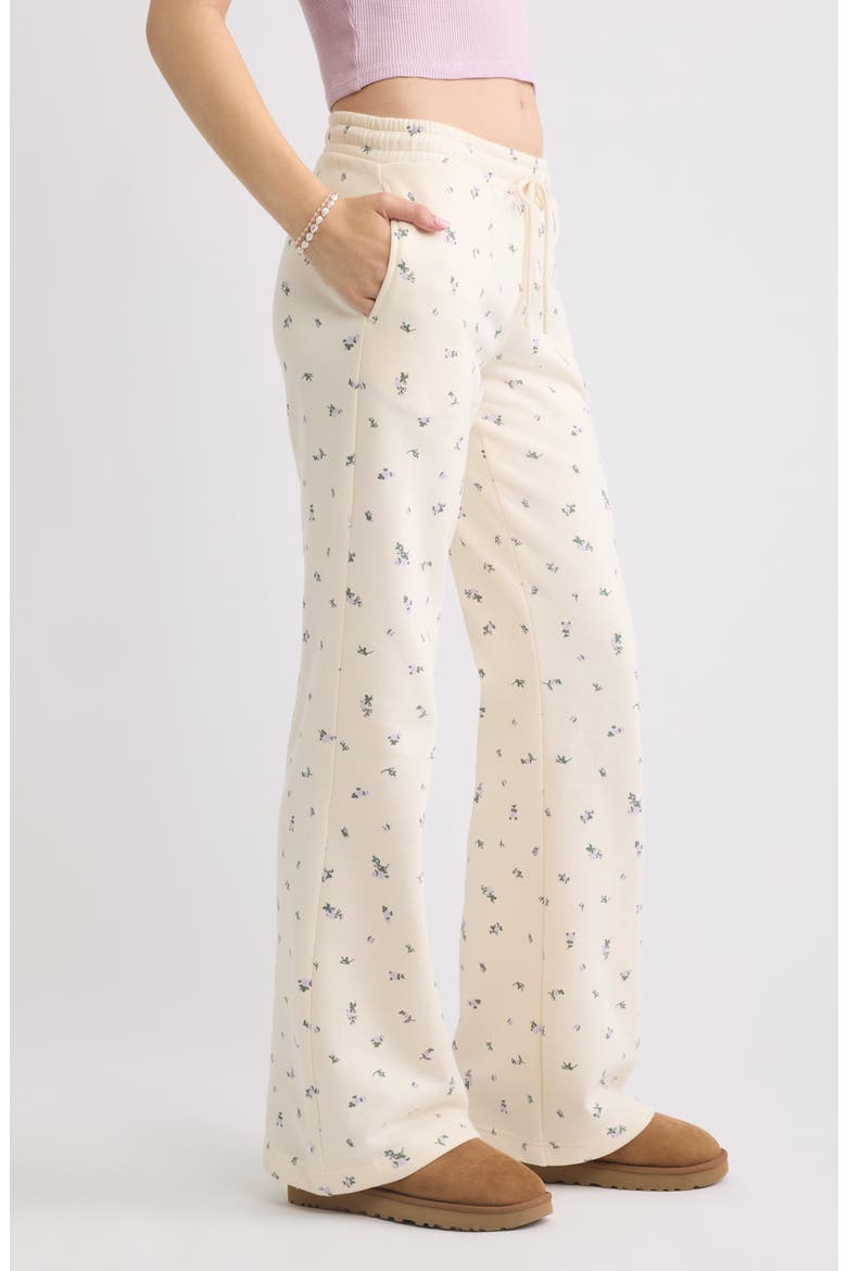 Low Rise Bootcut Sweatpants, Alternate, color, IVORY A-PURPLE M RHEA DITSY