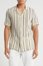 Cactus Man Stripe Open Stitch Camp Shirt