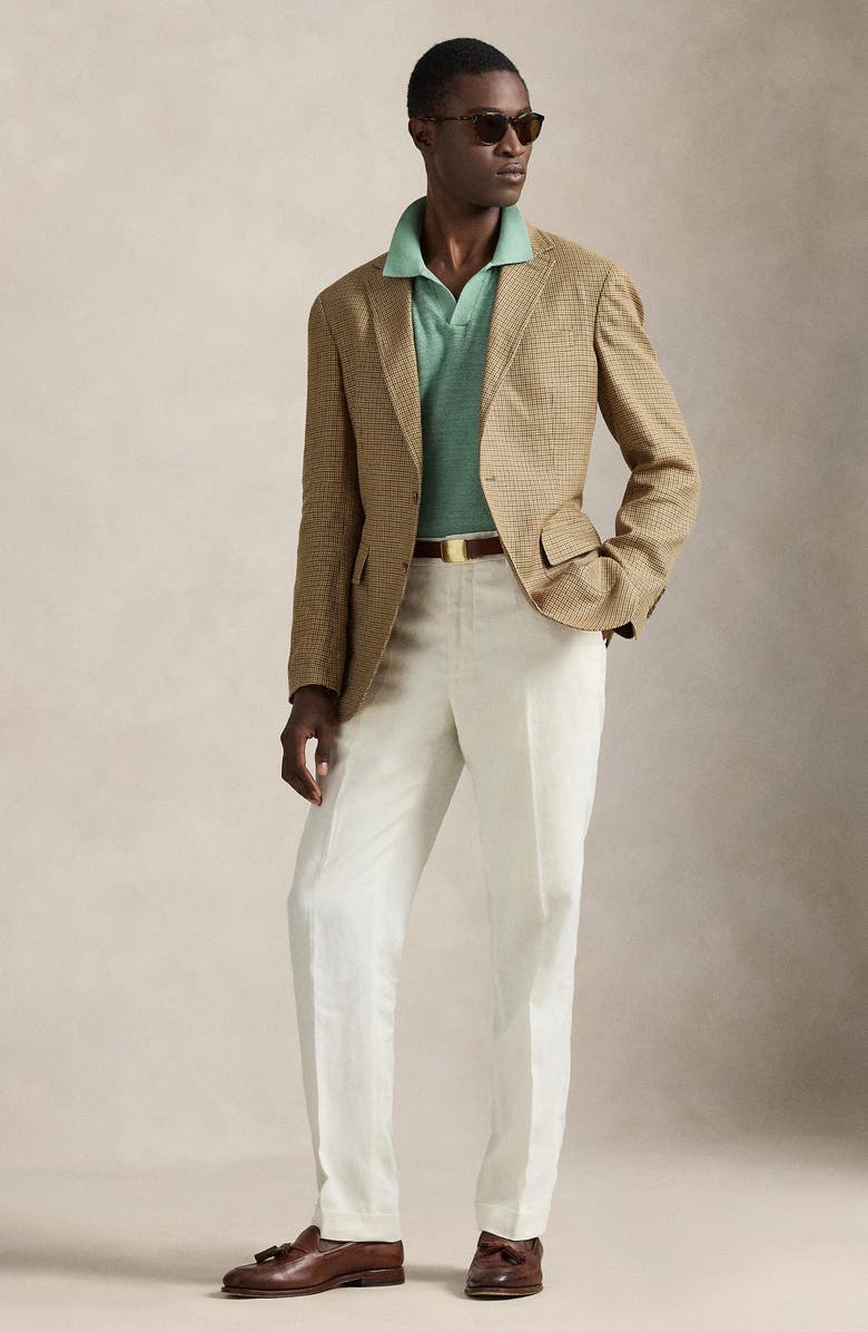 Polo Ralph Lauren Textured Seed Stitch Cotton & Linen Polo, Alternate, color, Faded Mint/ Deckwash White