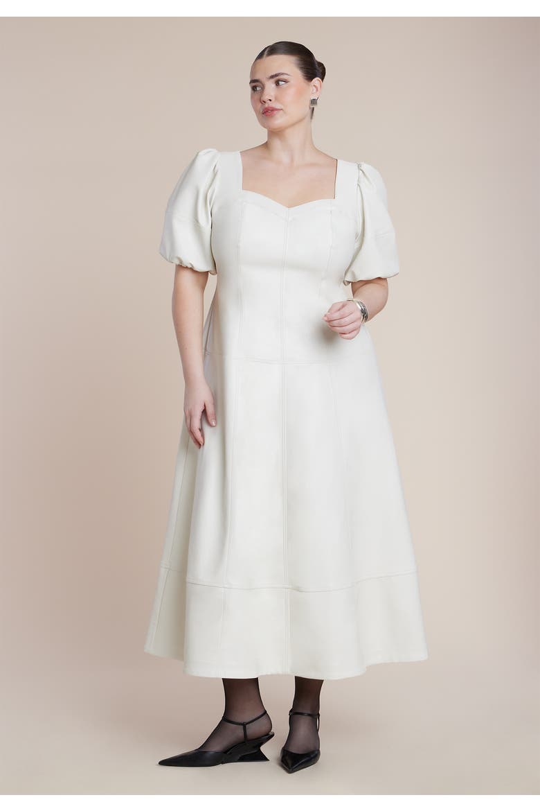 Faux Leather Puff Sleeve Maxi Dress, Alternate, color, TOFU