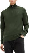 AllSaints Kilburn Funnel Neck Wool Blend Quarter Zip Sweater