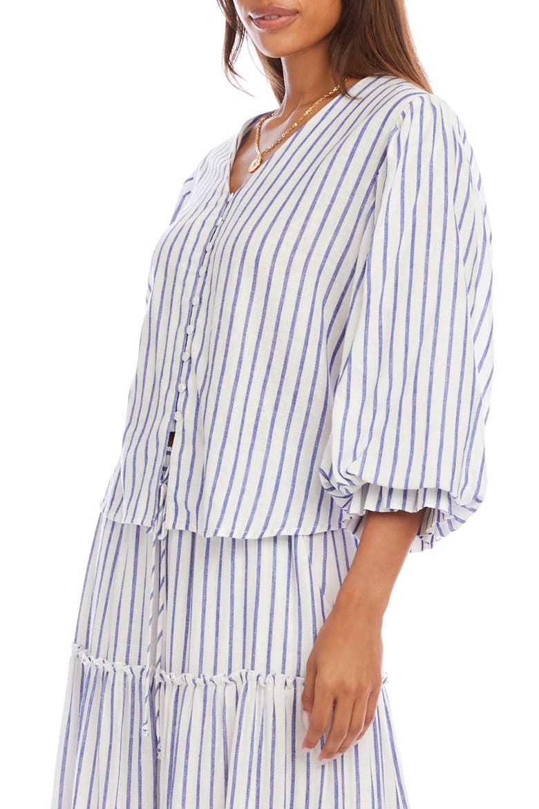 Stripe Linen Blend Shirt, Alternate, color, BLUE/WHITE