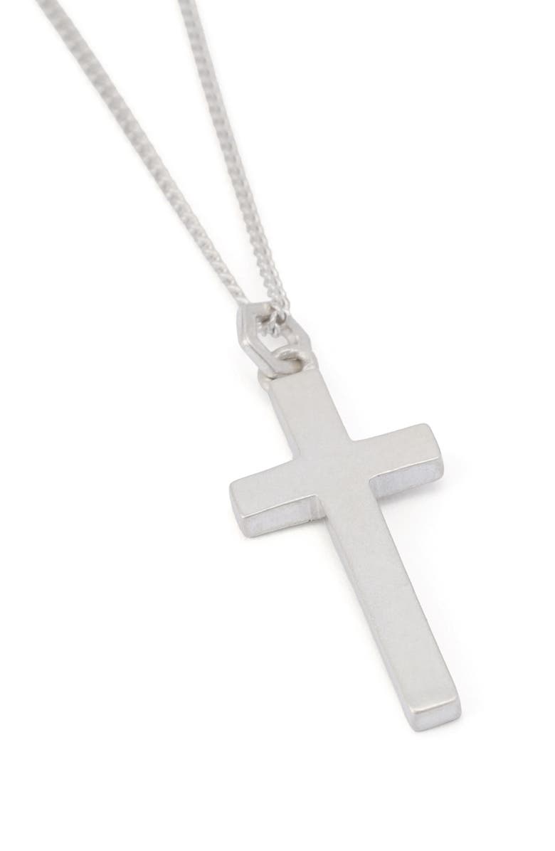 AllSaints Gabe Cross Pendant Necklace, Alternate, color, Warm Silver