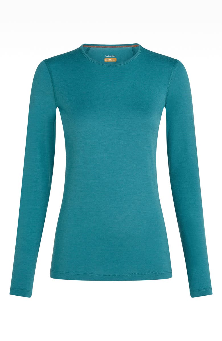 Icebreaker Oasis Long Sleeve Merino Wool Base Layer Tee, Alternate, color, Topaz