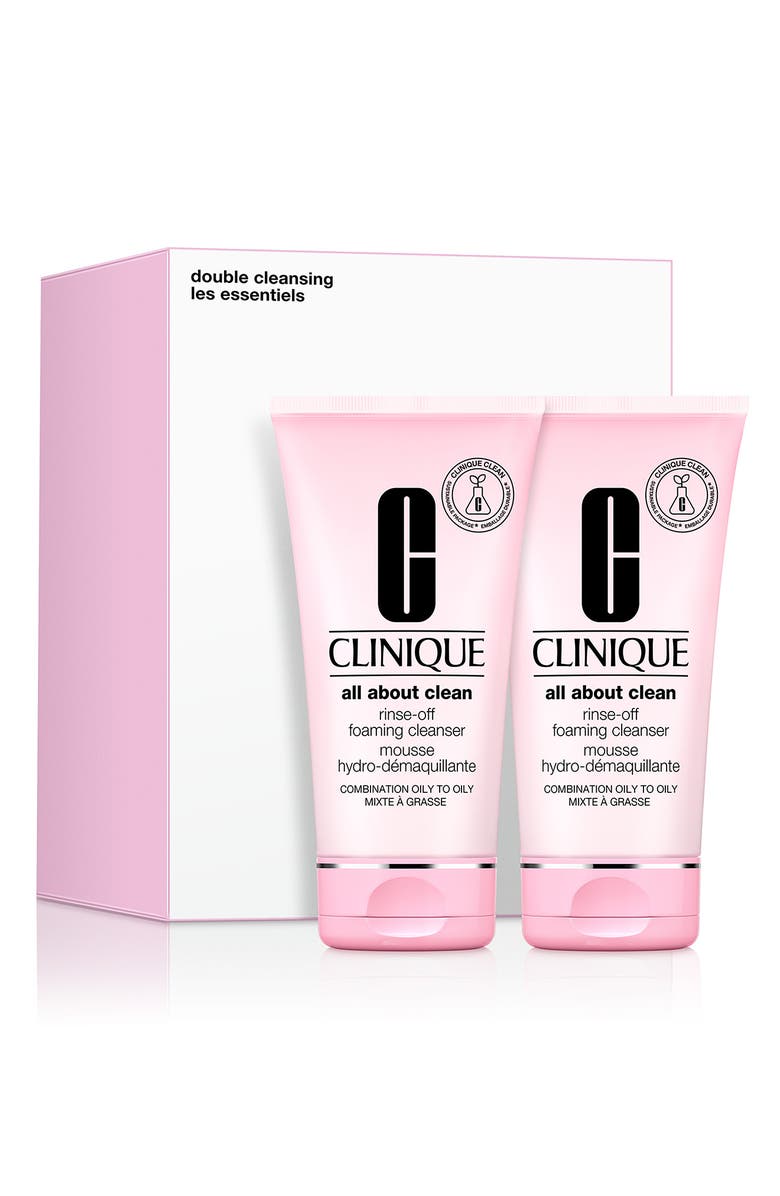 Clinique Full Size All About Clean Rinse-Off Foaming Cleanser Set, Main, color, 